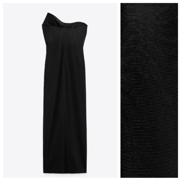 NWT. Zara Limited Edition Black Viscose Blend Long Maxi Strapless Dress. Size M - Picture 6 of 12